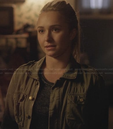 Juliette’s green jacket with black ombre sleeves on Nashville