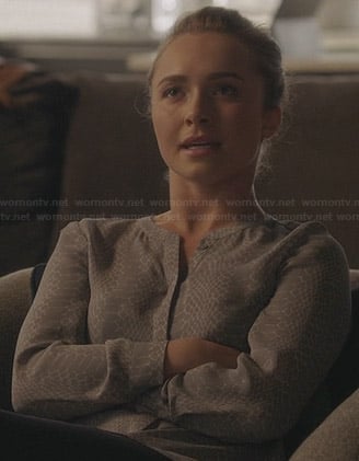 Juliette’s grey snake print blouse on Nashville