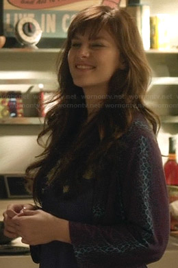 Layla’s purple and blue leopard print robe on Nashville