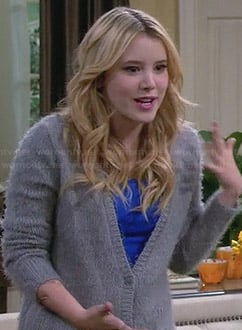 Lennox’s grey fluffy cardigan on Melissa and Joey
