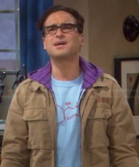 Leonard’s blue adrenaline molecule tee on The Big Bang Theory