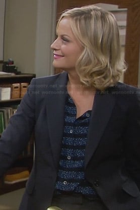 Leslie’s blue floral striped shirt on Parks and Recreation