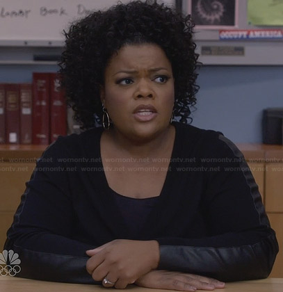 Shirley’s black leather sleeve cardigan on Community