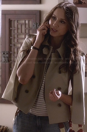Spencer's caped trench jacket on PLL