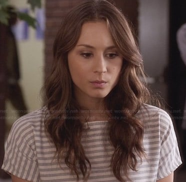 Spencer's grey and white striped tee on PLL