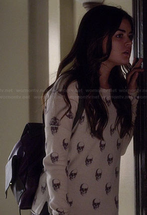 Aria’s skull print sweater on Pretty Little Liars