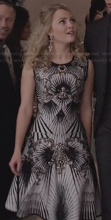 Carrie’s black and white embellished dress on The Carrie Diaries