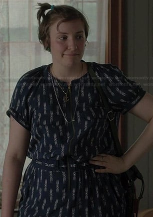 Hannah’s blue printed jumpsuit on Girls