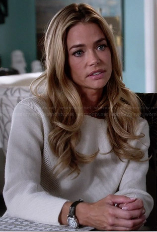 Karen’s white perforated sweater on Twisted