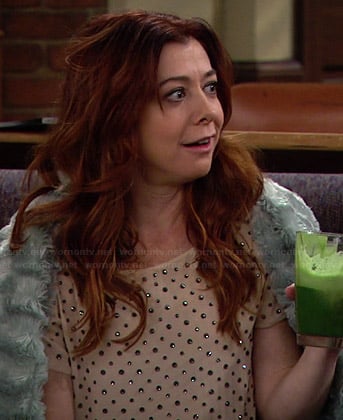 Lily’s beige rhinestone studded top on How I Met Your Mother