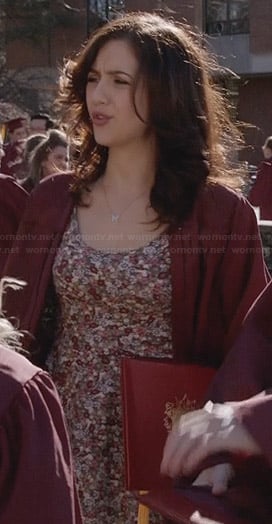 Maggie’s floral graduation dress on The Carrie Diaries