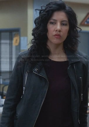 Rosa’s leather jacket with quilted shoulders on Brooklyn Nine-Nine