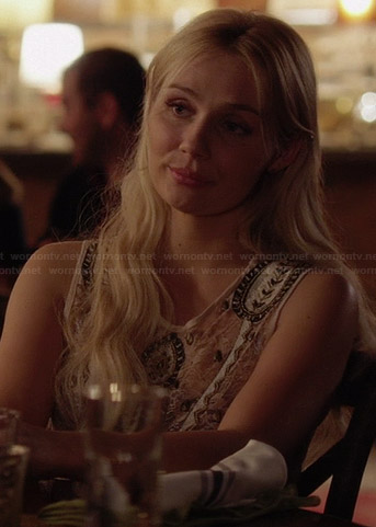 Scarlett’s embellished lace top on Nashville