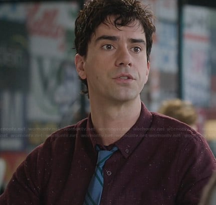 Andrew’s burgundy speckled shirt on The Crazy Ones