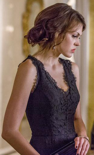 Emery’s black lace dress on Star-Crossed