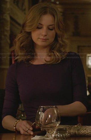 Emily’s purple twist-front dress on Revenge