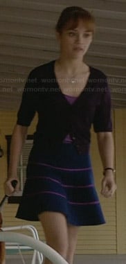 Emma’s blue flared skirt with pink stripes on Bates Motel