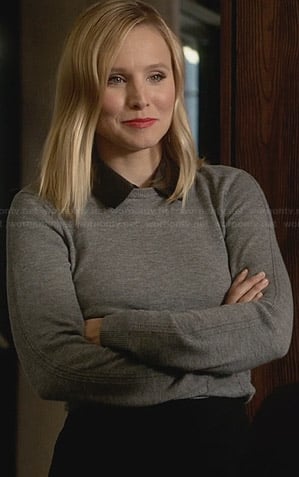 Jeannie’s grey sweater with leather collar on House of Lies