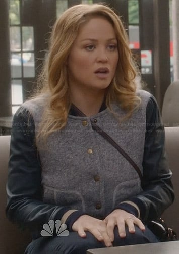 Julia’s varsity jacket with blue leather sleeves on Parenthood