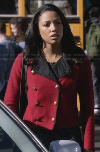 Lacey’s red military style jacket on Twisted