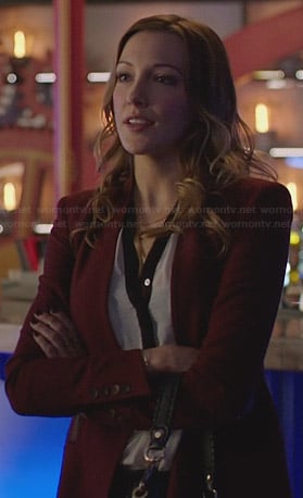 Laurel’s red leather trimmed blazer on Arrow