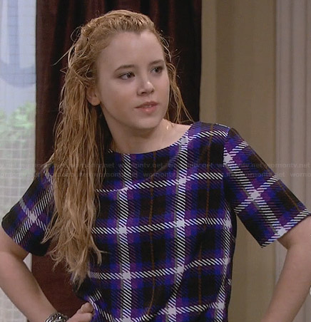 Lennox’s purple check print top on Melissa and Joey