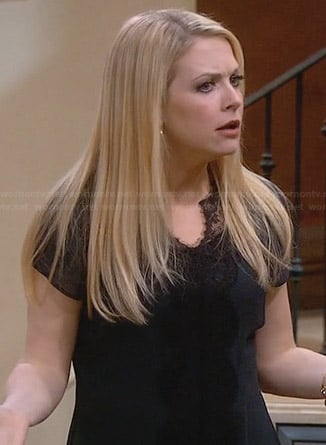 Mel’s grey lace front top on Melissa and Joey