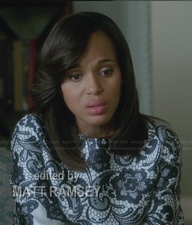 Olivia’s black and white lace top on Scandal