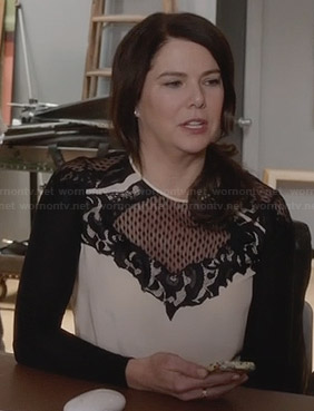 Sarah’s two tone lace detail top on Parenthood