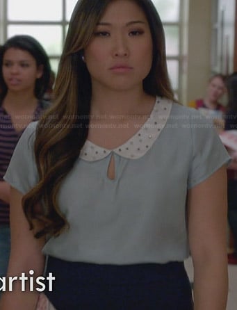 Tina’s mint green top with studded collar on Glee
