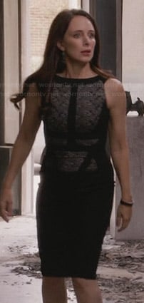 Victoria’s black lace panel dress on Revenge