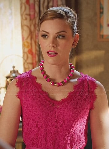 AnnaBeth’s pink lace v-neck dress on Hart of Dixie