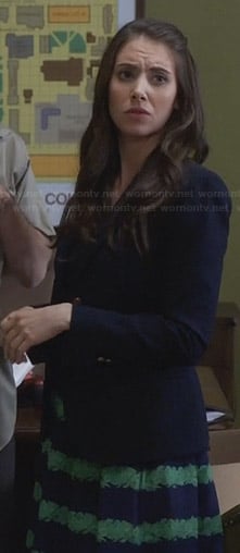 Annie’s green striped skirt and black blazer on Community