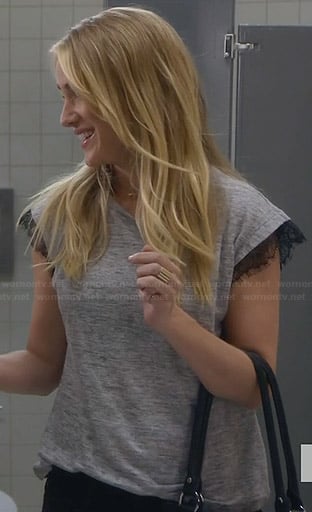 Eva’s grey lace trim tee on Awkward
