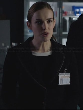 Jemma’s black blazer with leather trim on Agents of SHIELD