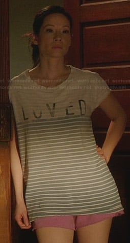 Joan’s striped “Loved” tee on Elementary