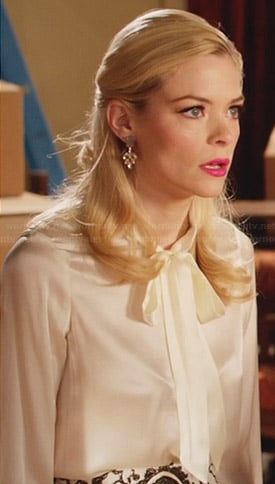 Lemon’s white neck tie blouse and paisley skirt on Hart of Dixie