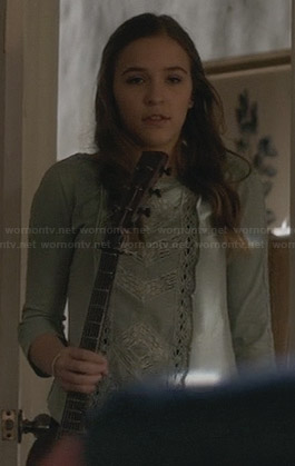 Maddie’s mint green lace trim top on Nashville