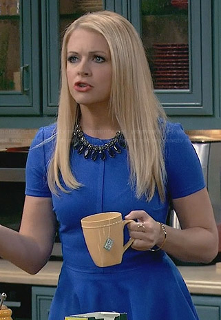 Mel’s blue fit and flare dress on Melissa and Joey