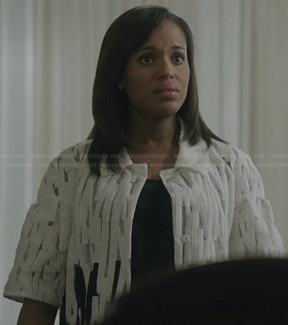 Olivia’s white and black textured coat on Scandal