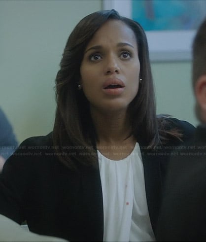 Olivia’s white draped front top and black jacket on Scandal