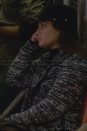 Rachel’s black and white knit cardigan on Glee