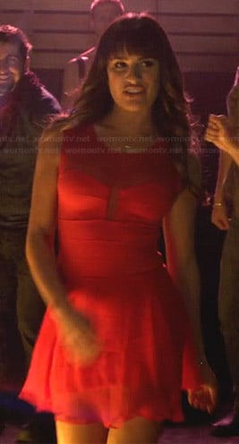 Rachel’s red illusion dress on Glee
