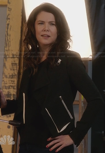 Sarah’s black jacket with white trim on Parenthood
