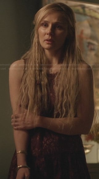 Scarlett’s burgundy lace dress on Nashville