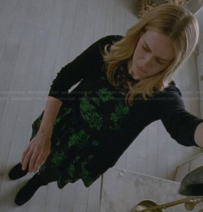 Cordelia’s black and green floral lace illusion dress on American Horror Story