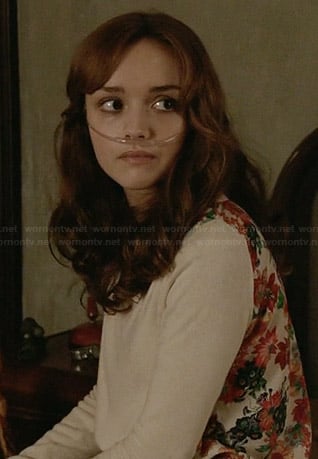 Emma’s floral back sweater on Bates Motel