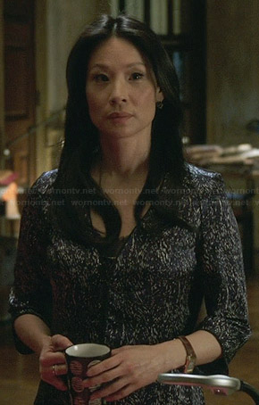 Joan’s printed three quarter sleeve dress on Elementary