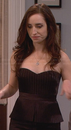 Kate’s black strapless pleated peplum dress on Friends with Better Lives