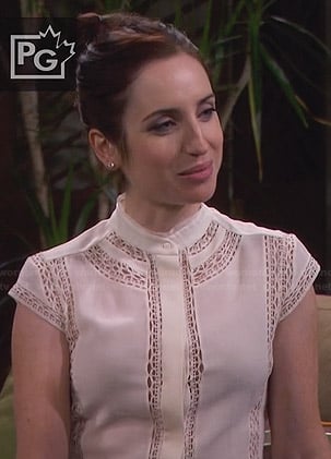 Kate’s white cap sleeved lace inset top on Friends with Better Lives